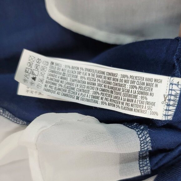 Forever 21 Pullover Top Blue Plus 1X Chiffon Hem Round Neck Short Sleeve Stretch - Picture 6 of 6